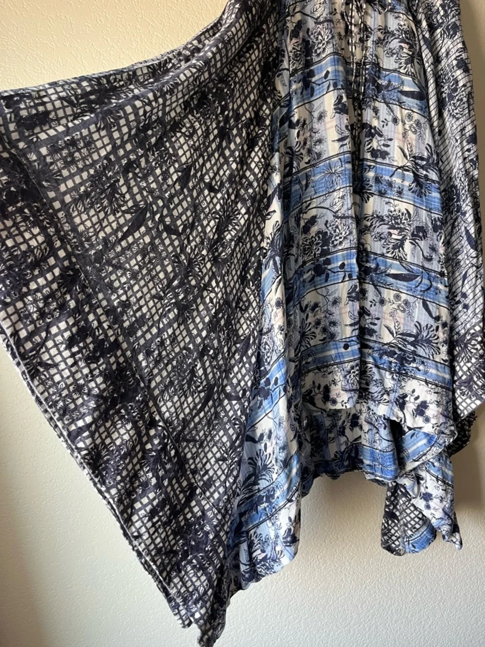 Boho Festival Anthropologie Pilcro Handkerchief Hem Maxi Skirt in Navy and Blue - Picture 3 of 8